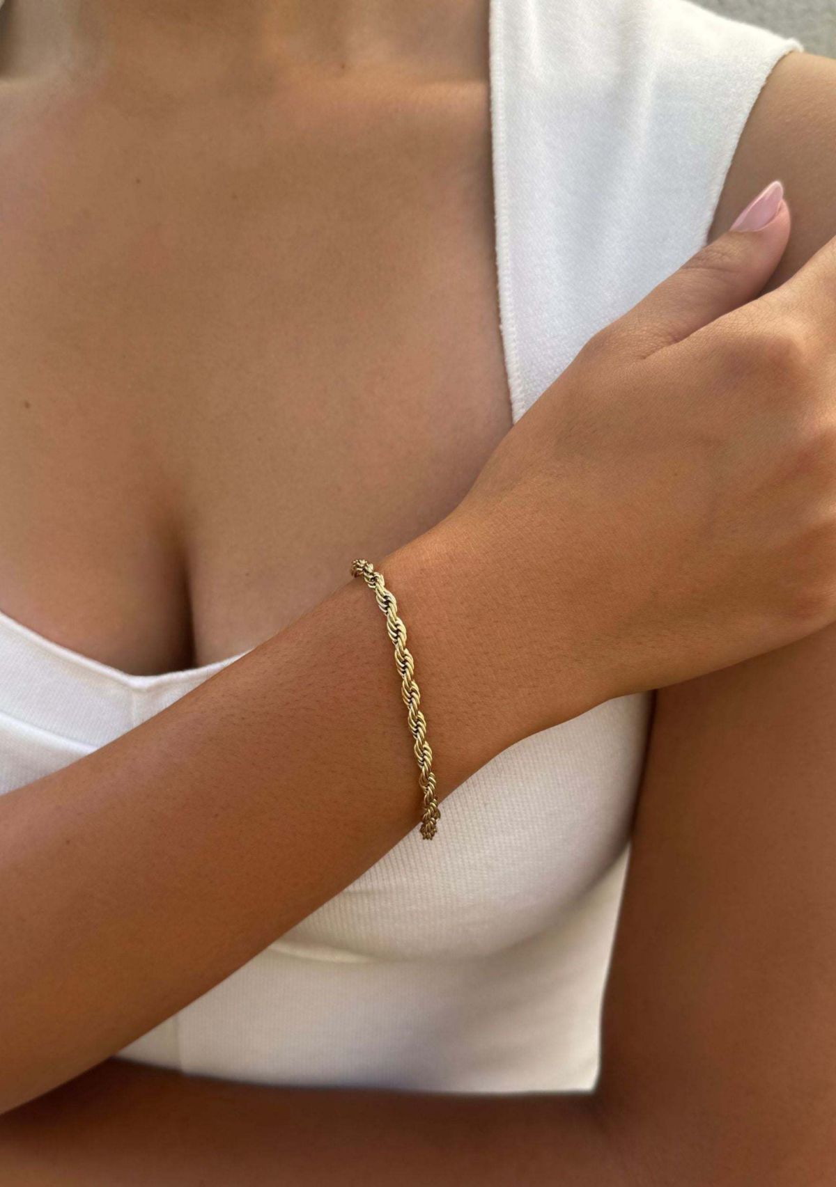 Tarnish Resistant 18k Gold Plated Rope Chain Bracelet