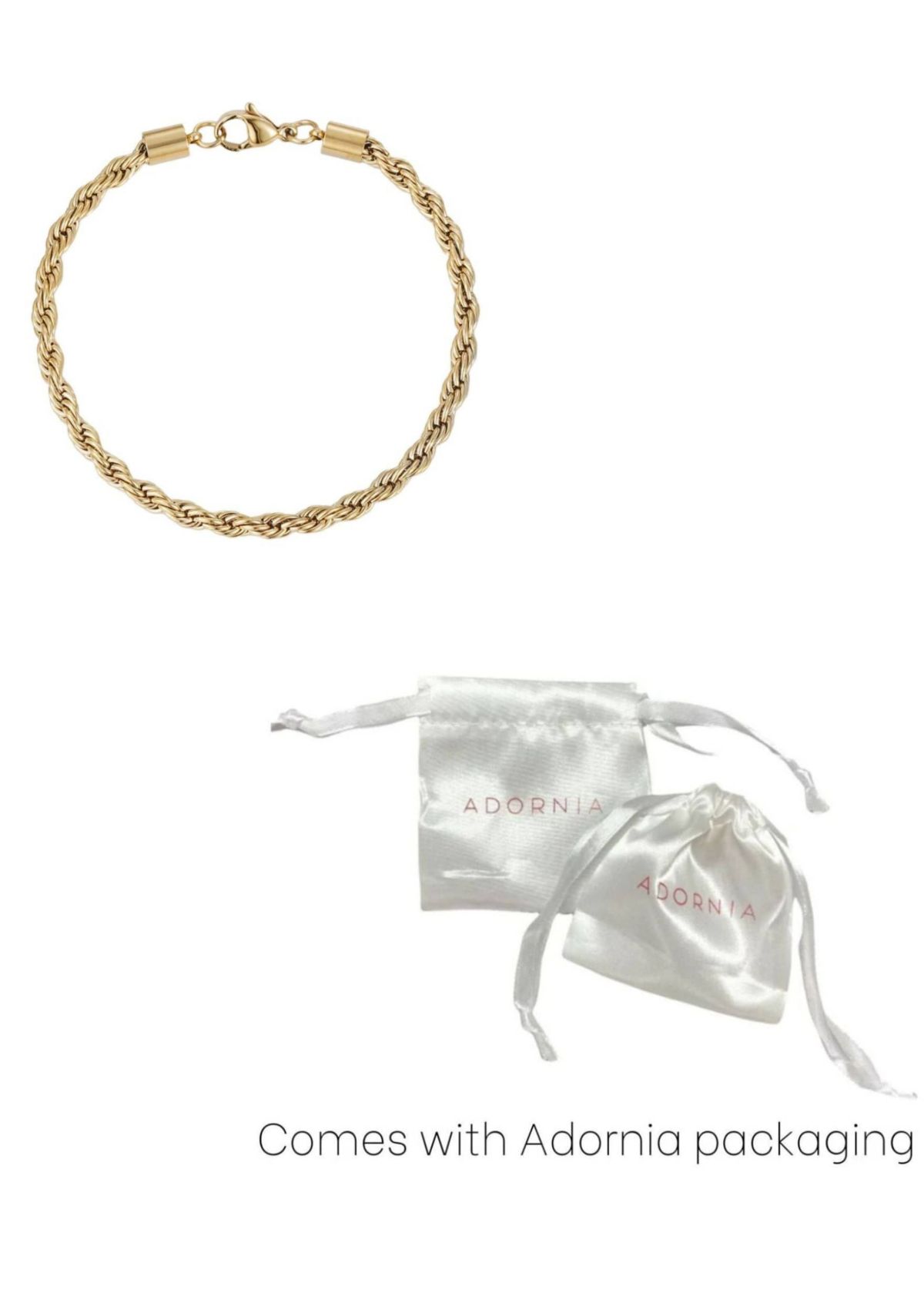 Tarnish Resistant 18k Gold Plated Rope Chain Bracelet