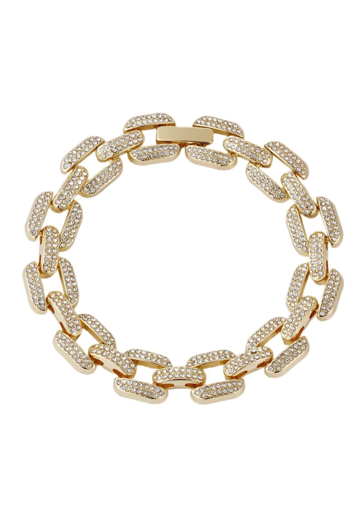 Gold Plated Crystal Encrusted Link Chain Bracelet
