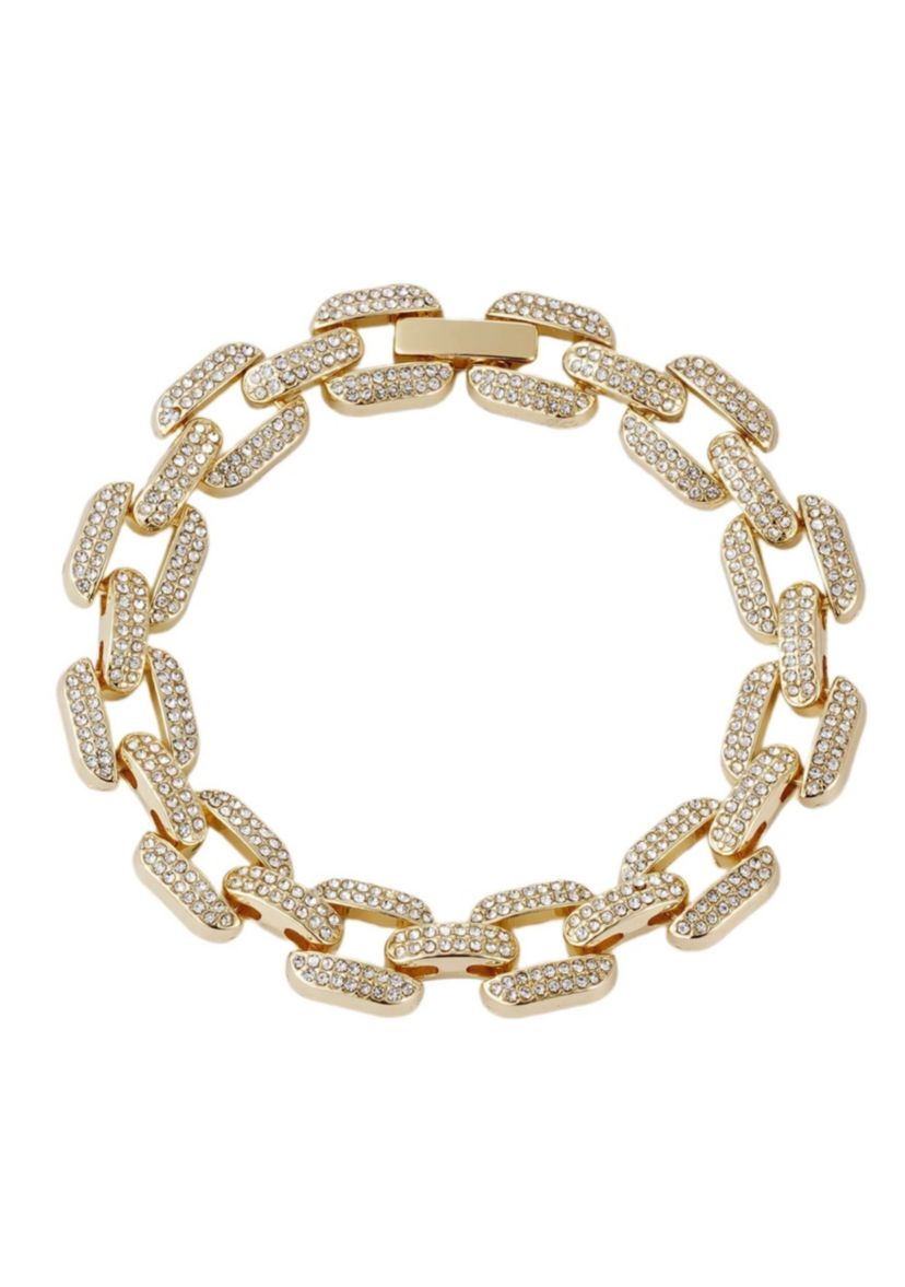 Gold Plated Crystal Encrusted Link Chain Bracelet