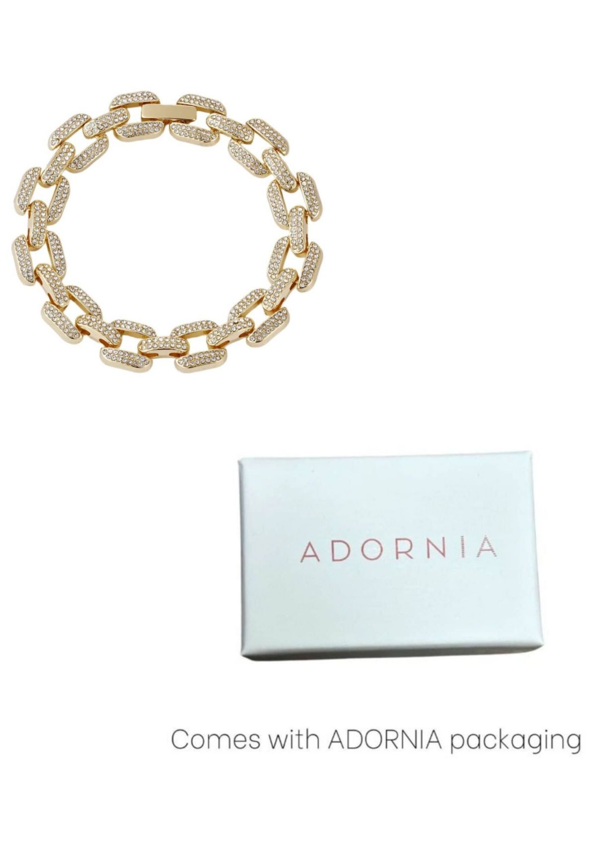 Gold Plated Crystal Encrusted Link Chain Bracelet