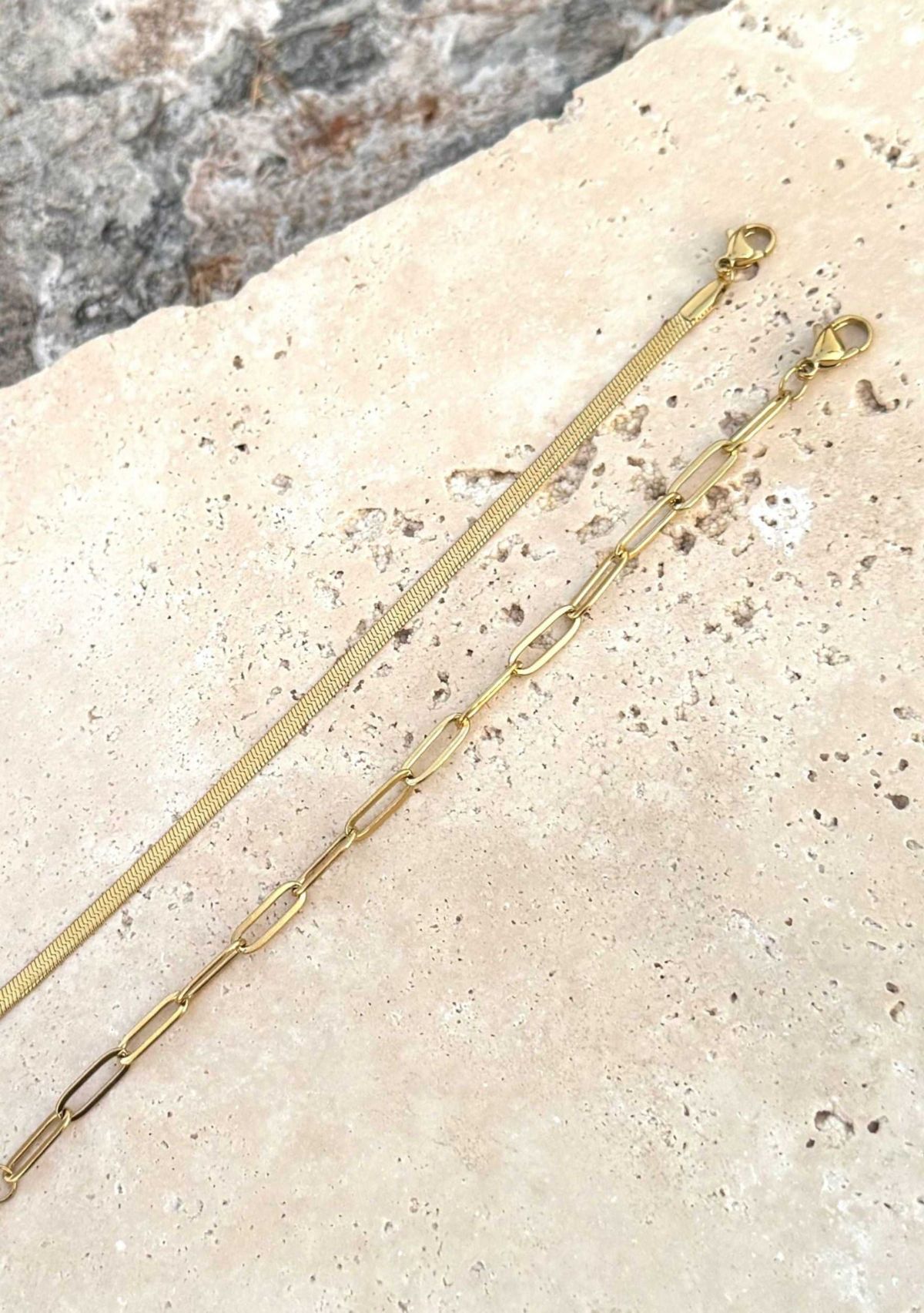 Tarnish Resistant 18k Gold Plated 2-Chain Bracelet Set