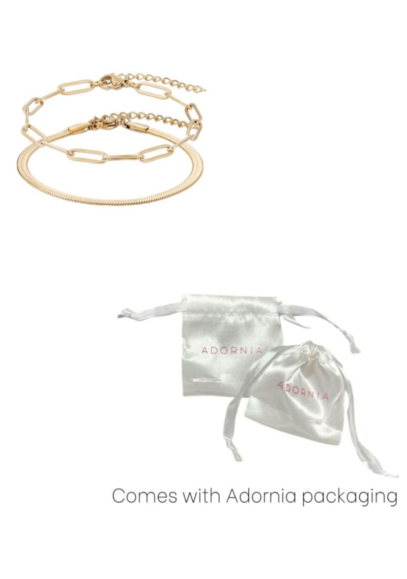 Tarnish Resistant 18k Gold Plated 2-Chain Bracelet Set