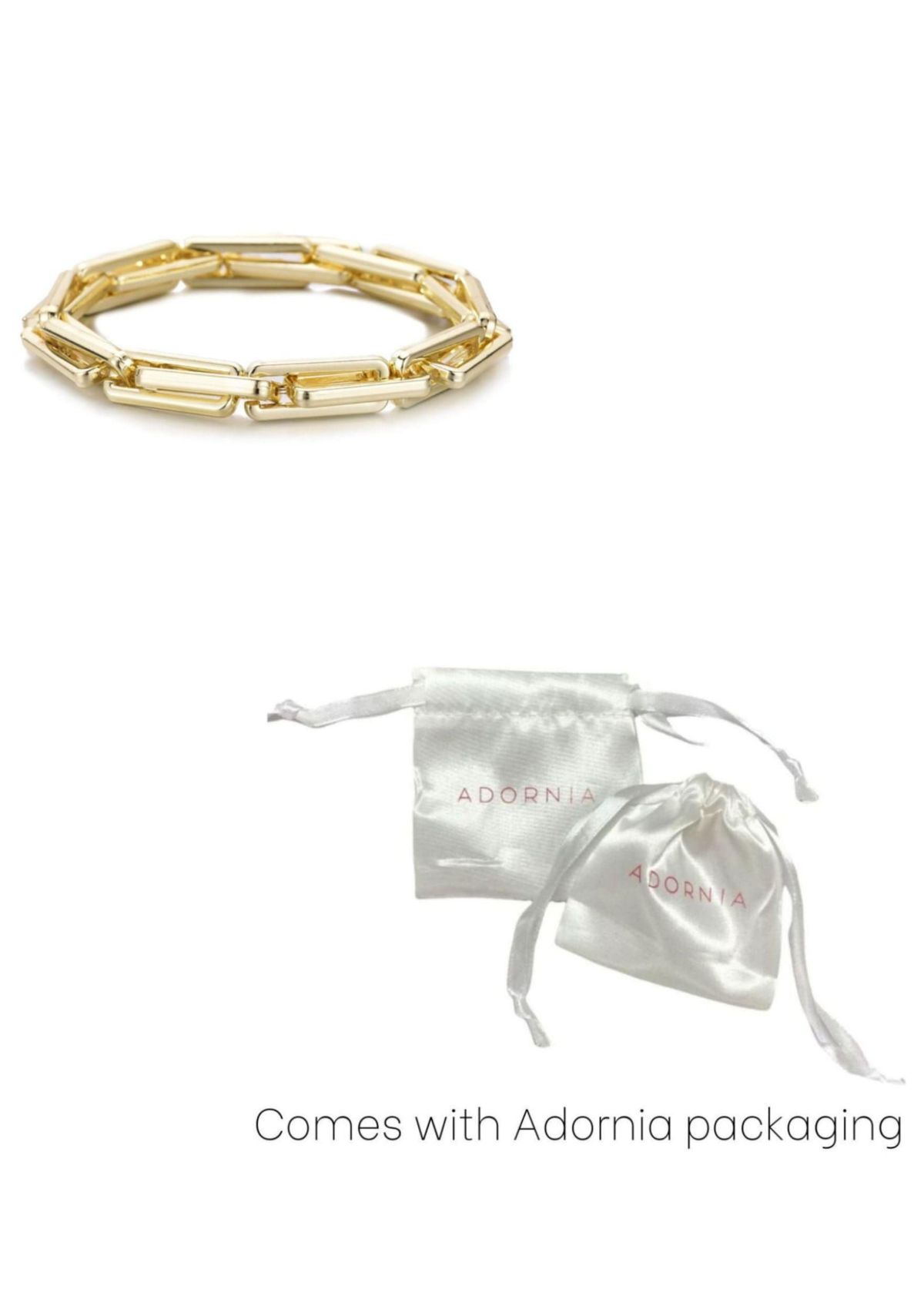 Gold Plated Rectangle Paperclip Chain Bracelet