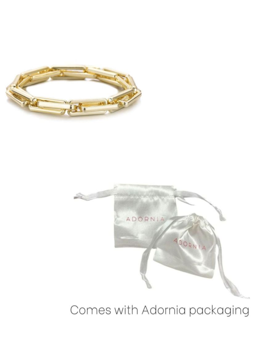 Gold Plated Rectangle Paperclip Chain Bracelet