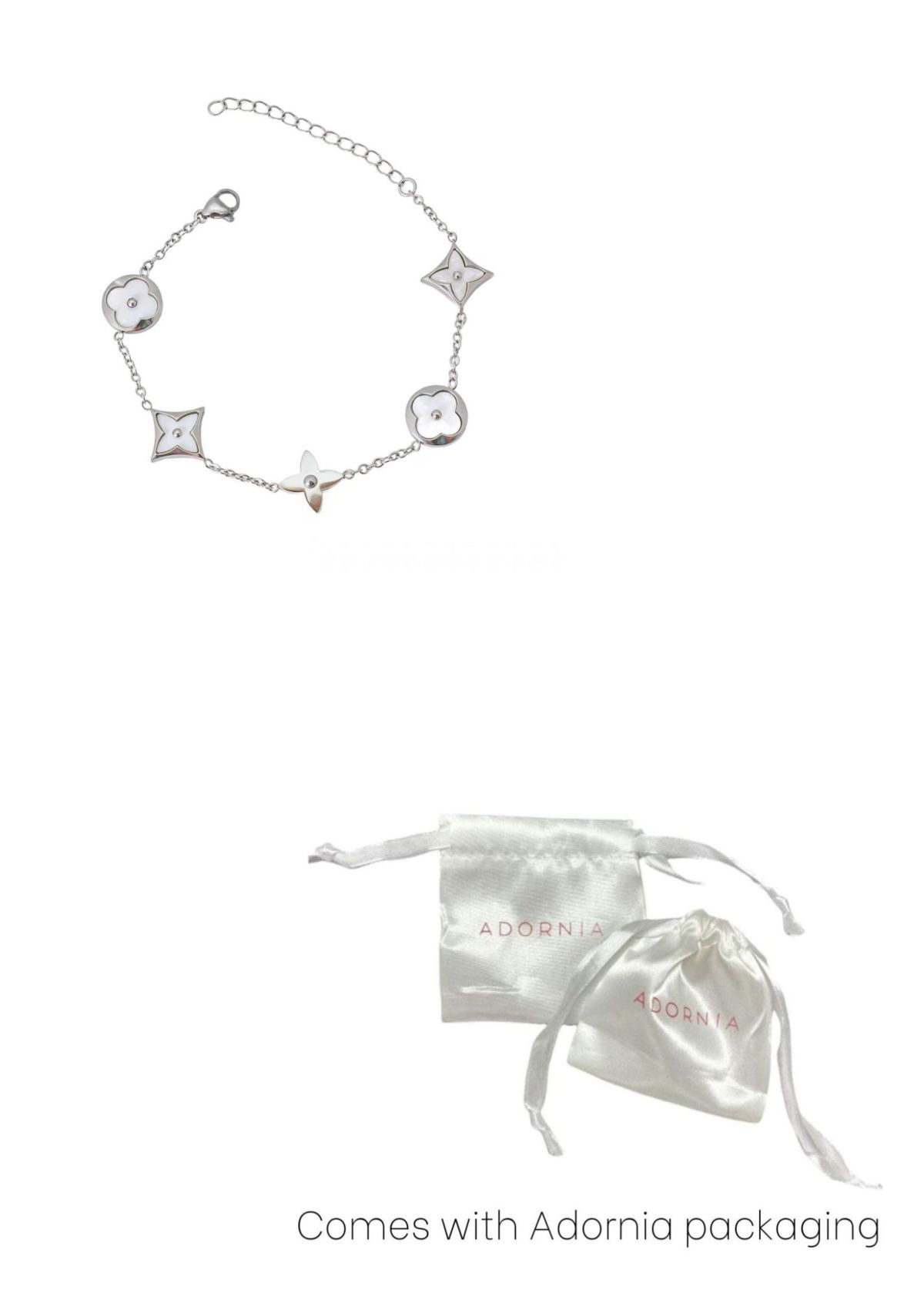 Tarnish Resistant Silver Plated Mixed Flower Pearlescent Bracelet