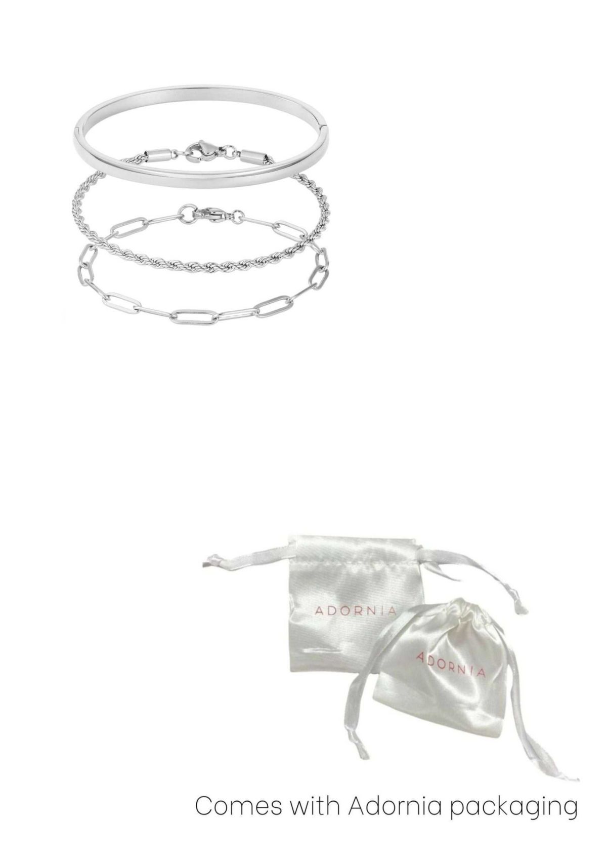 Tarnish Resistant Silver Plated Cuff and Chain Bracelet Set