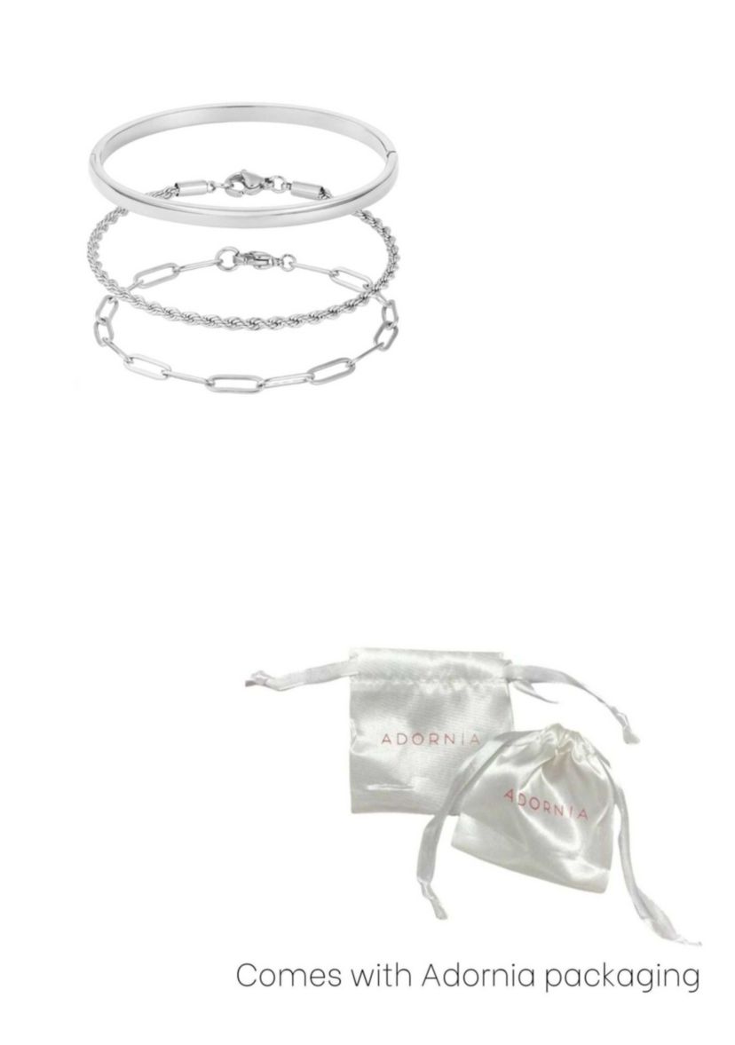 Tarnish Resistant Silver Plated Cuff and Chain Bracelet Set