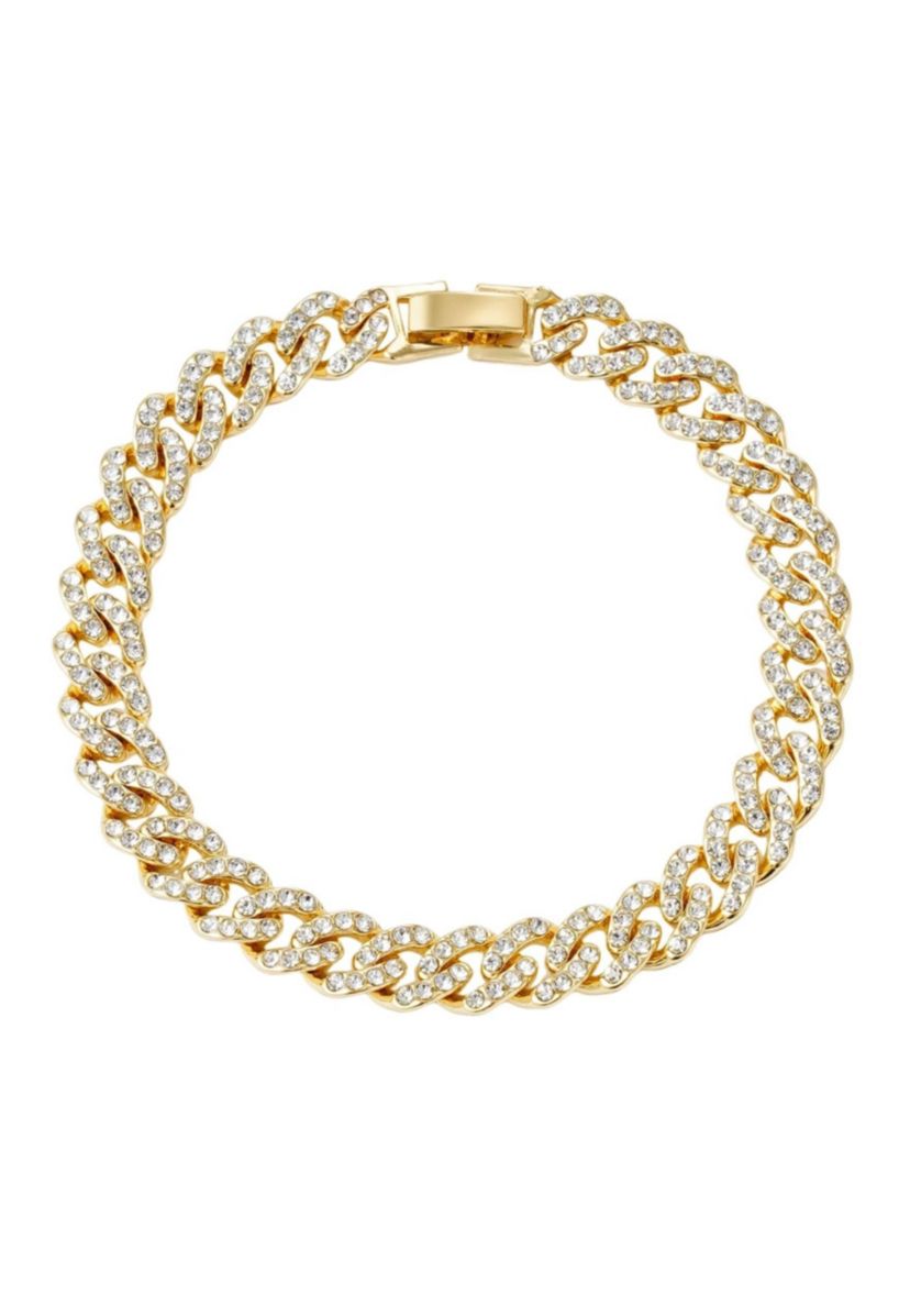 Gold Plated 8mm Crystal Curb Chain Bracelet