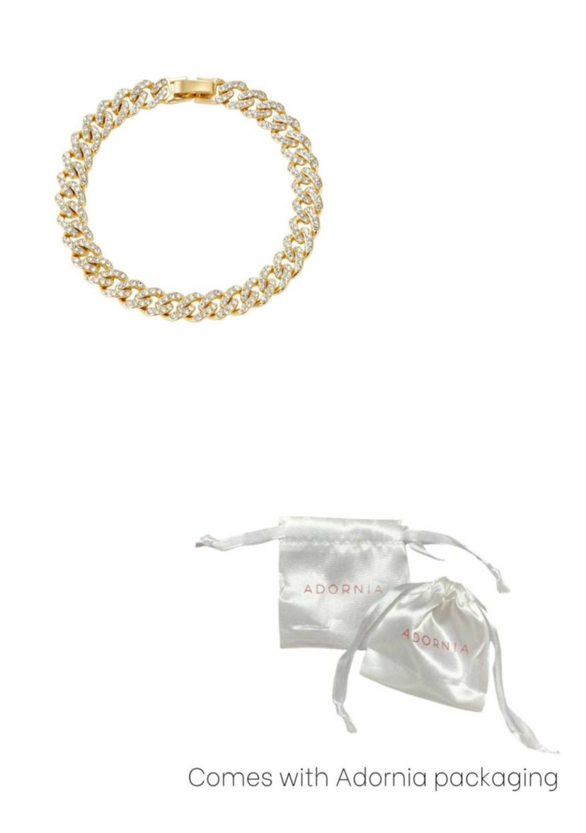 Gold Plated 8mm Crystal Curb Chain Bracelet