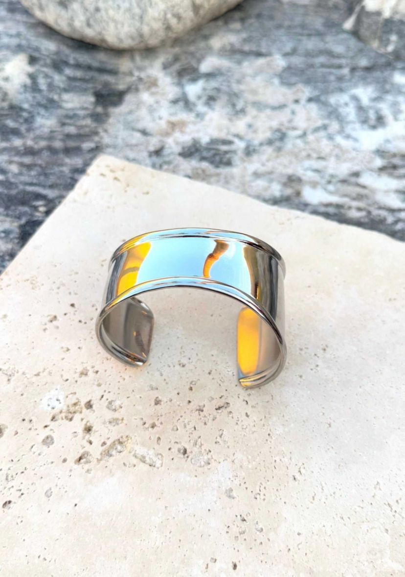 Tarnish Resistant Silver Plated Tall Curve Cuff