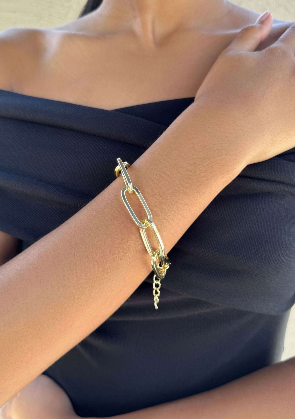 Gold Plated Chunky Paperclip Chain Bracelet