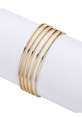 Adornia 14k Gold Plated 5-Piece Tube Bangle Set