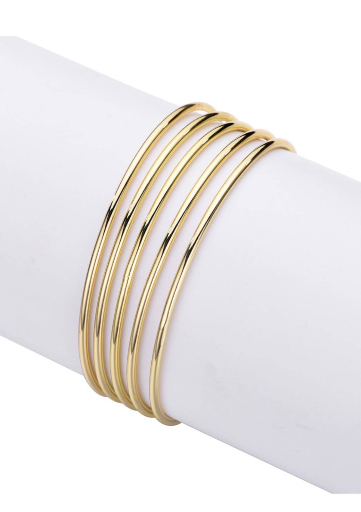 14k Gold Plated 5-Piece Tube Bangle Set