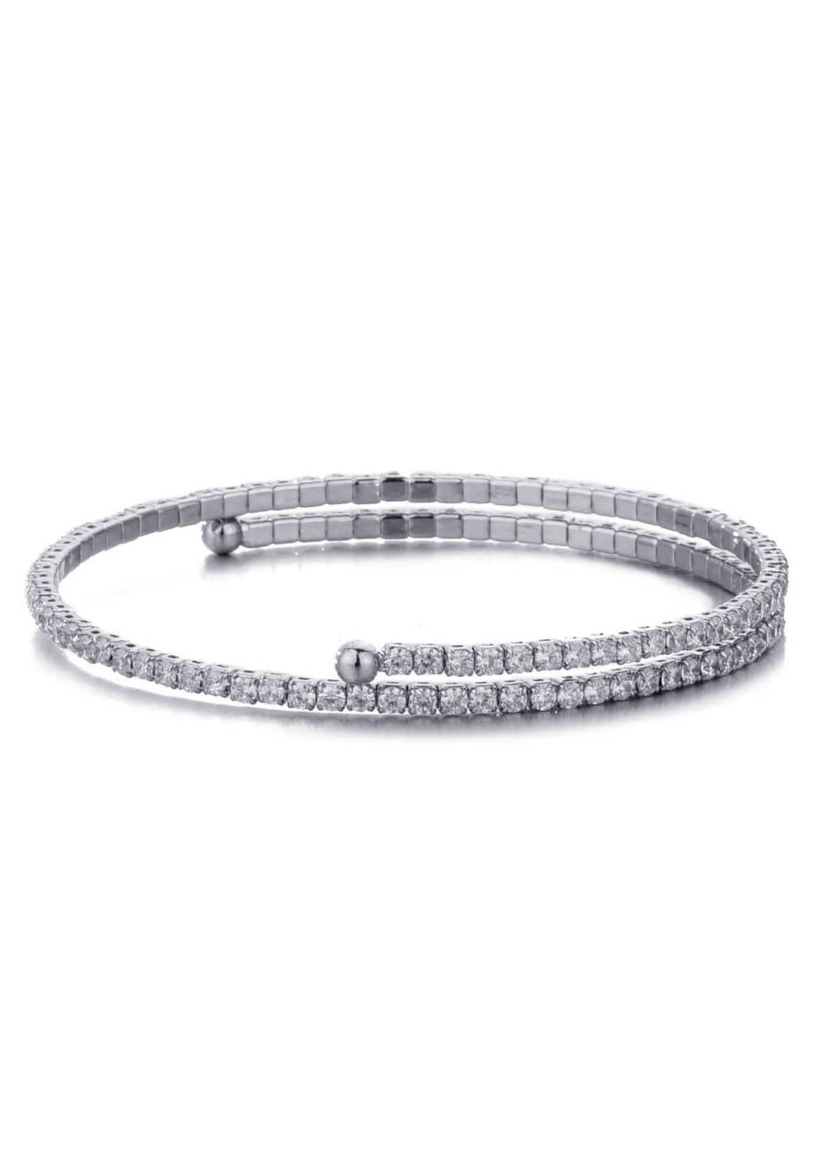 Silver Plated Adjustable Crystal Tennis Cuff