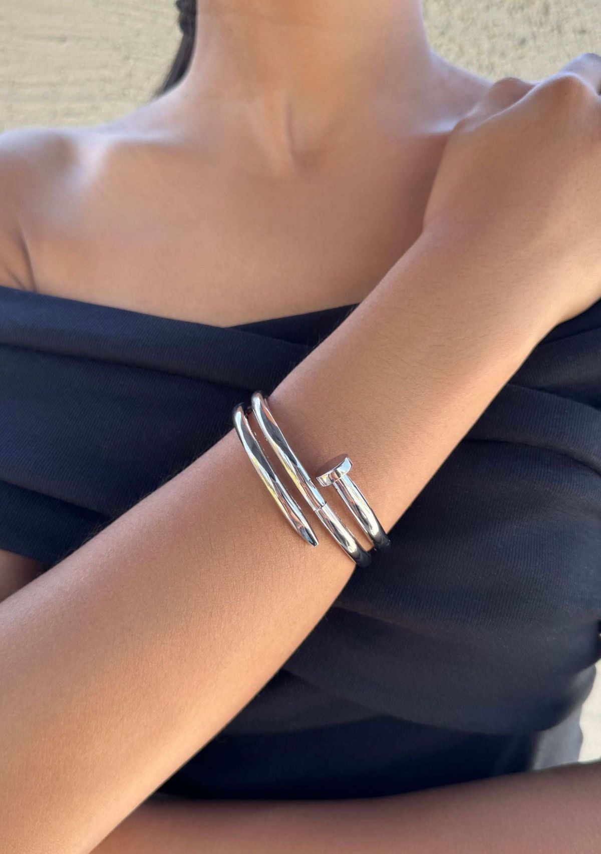 Silver Plated Hinge Nail Cuff