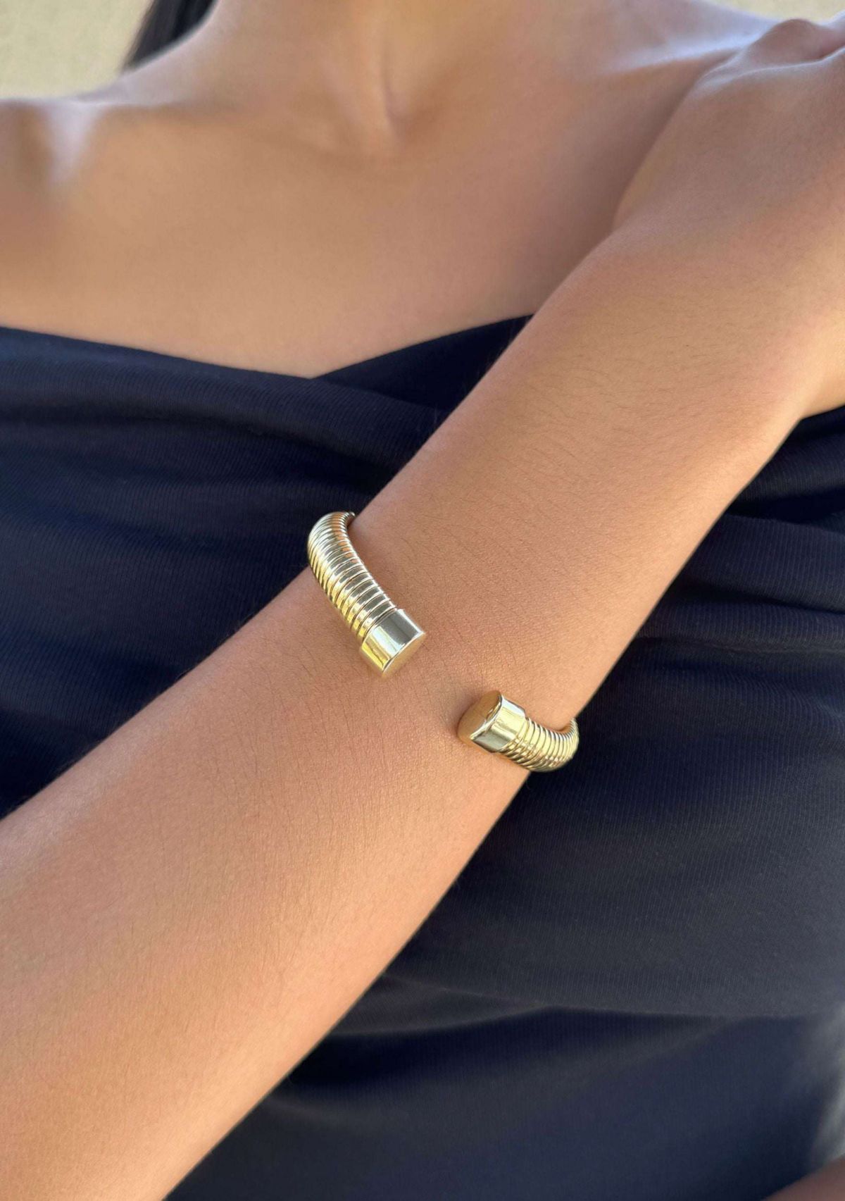 14k Gold Plated Omega Coil Cuff