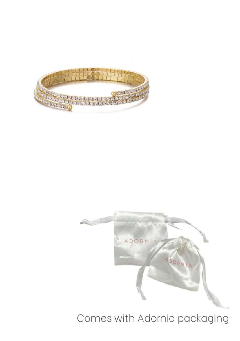 Gold Plated Triple Coil Crystal Tennis Stretch Bracelet