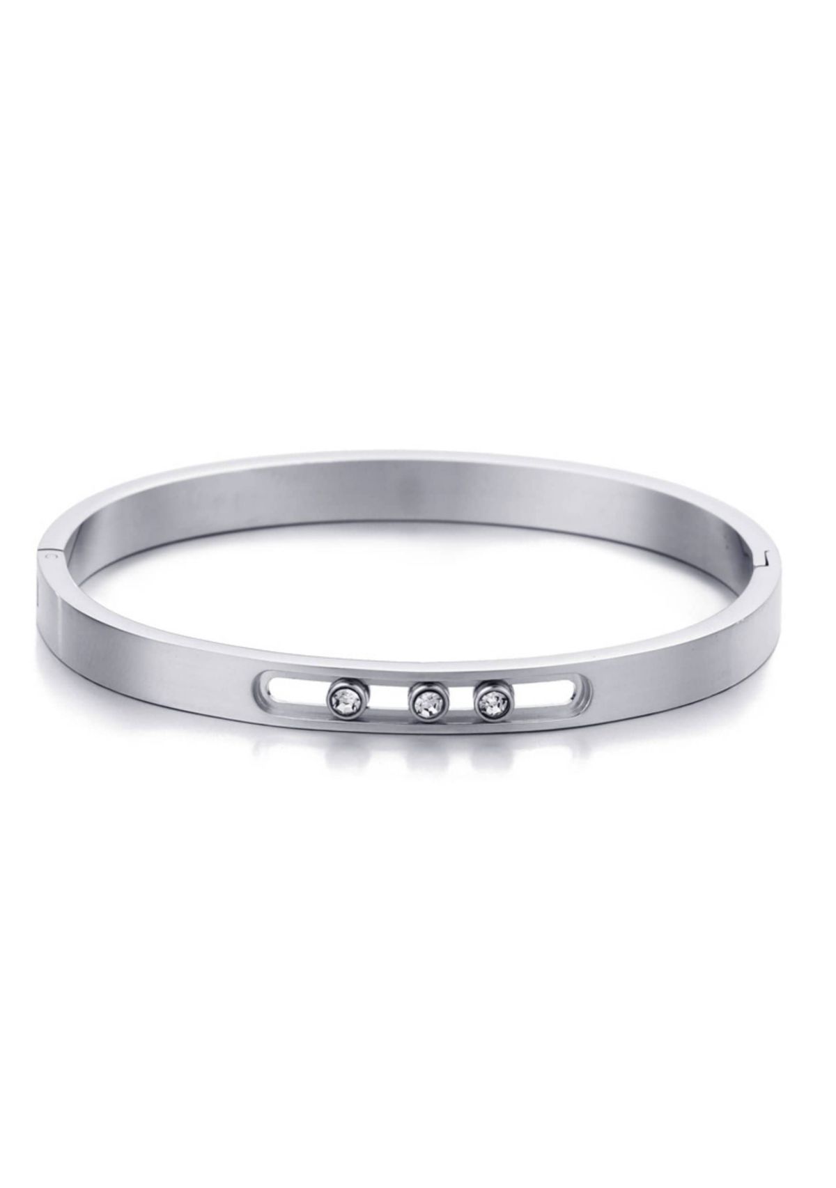 Tarnish Resistant Silver Sliding Stones Cuff