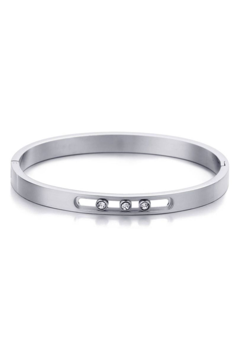 Tarnish Resistant Silver Sliding Stones Cuff