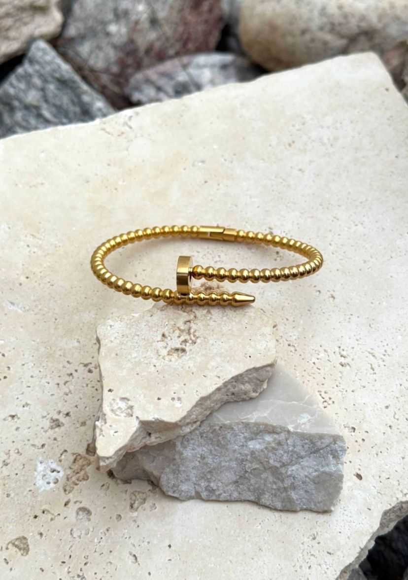 Tarnish Resistant 18k Gold Plated Beaded Nail Cuff