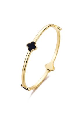 Adornia 14k Gold Plated Black Clover Bangle