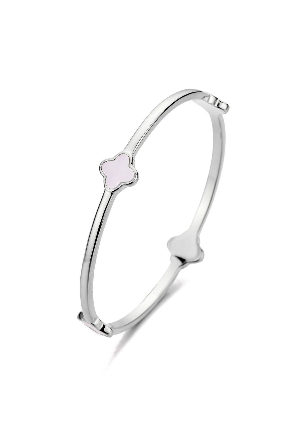 Silver Plated Mother of Pearl Clover Bangle