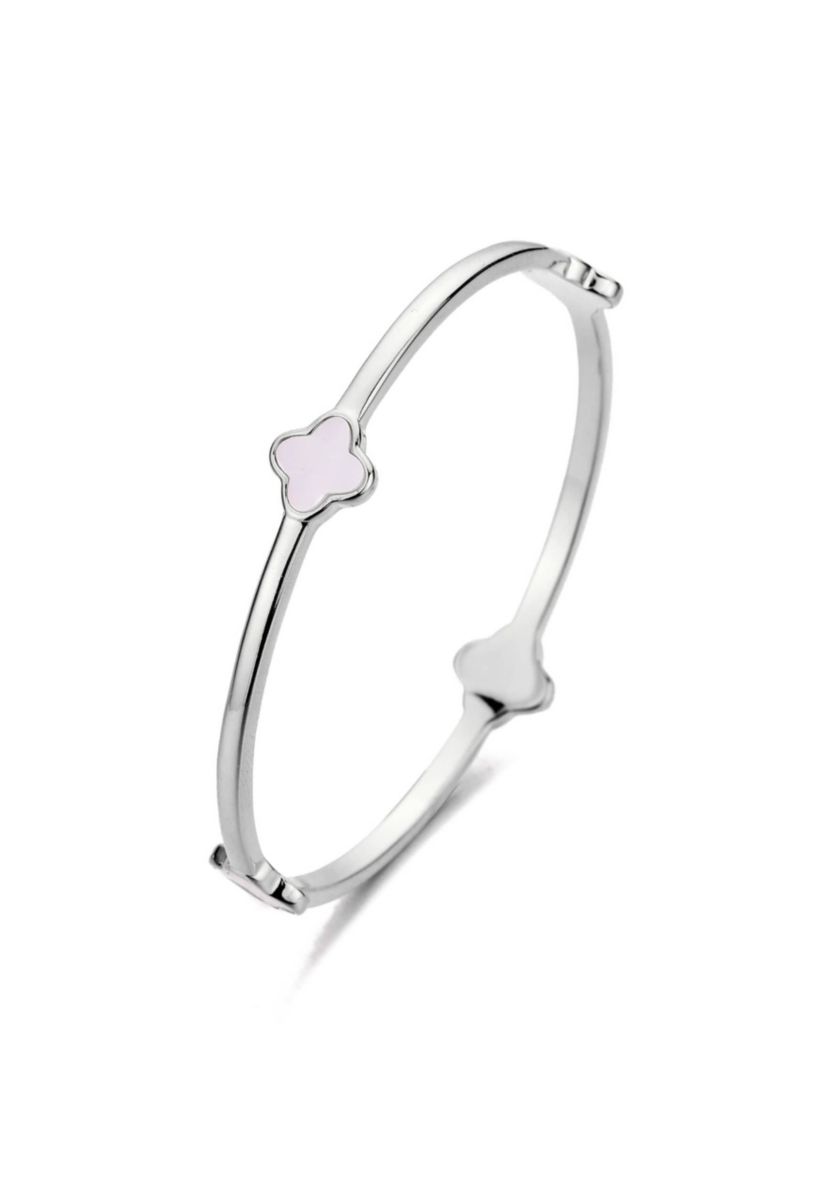 Silver Plated Mother of Pearl Clover Bangle