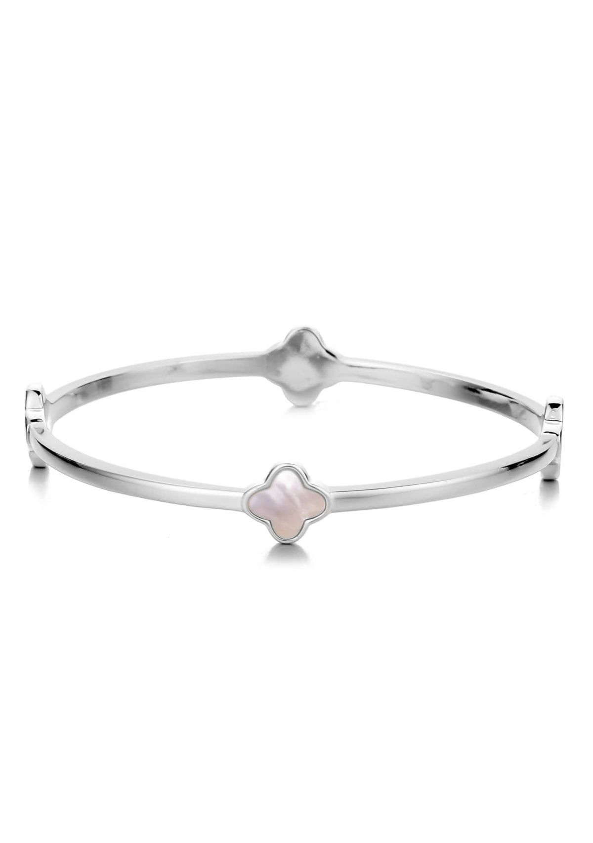 Silver Plated Mother of Pearl Clover Bangle