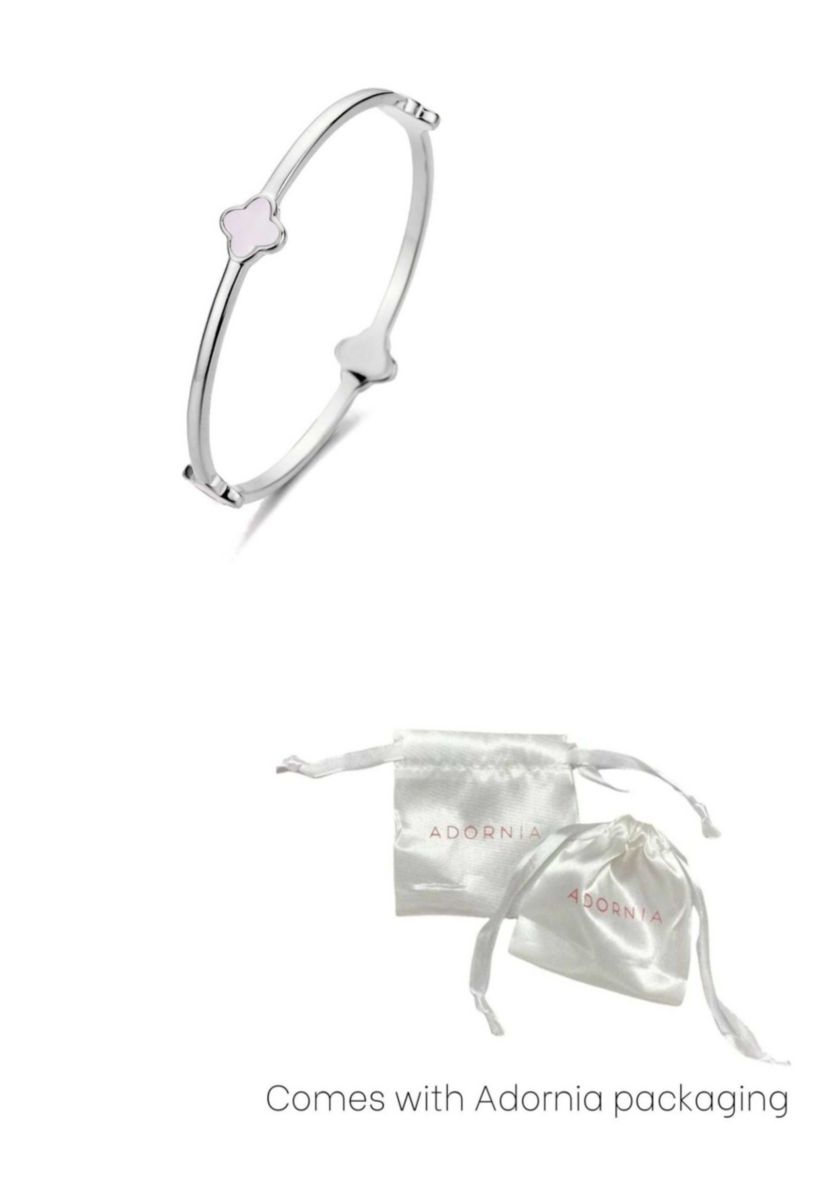 Silver Plated Mother of Pearl Clover Bangle