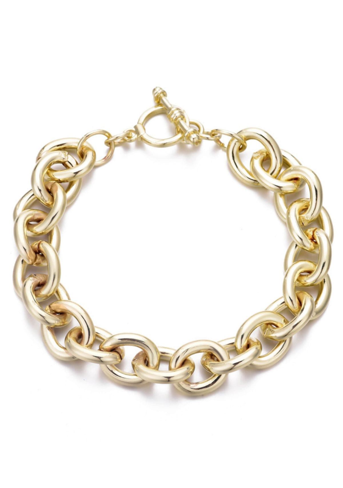Gold Plated Chunky Oval Link Toggle Bracelet