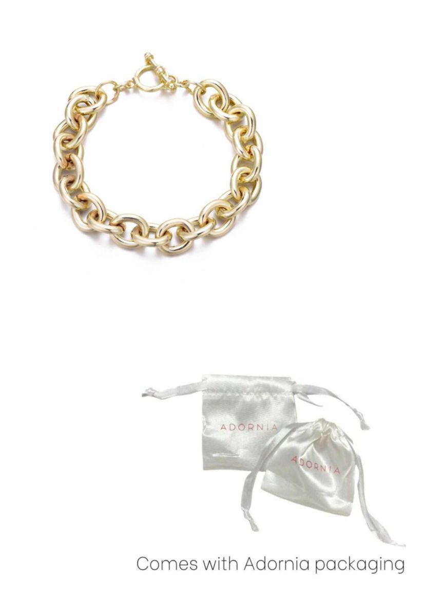 Gold Plated Chunky Oval Link Toggle Bracelet