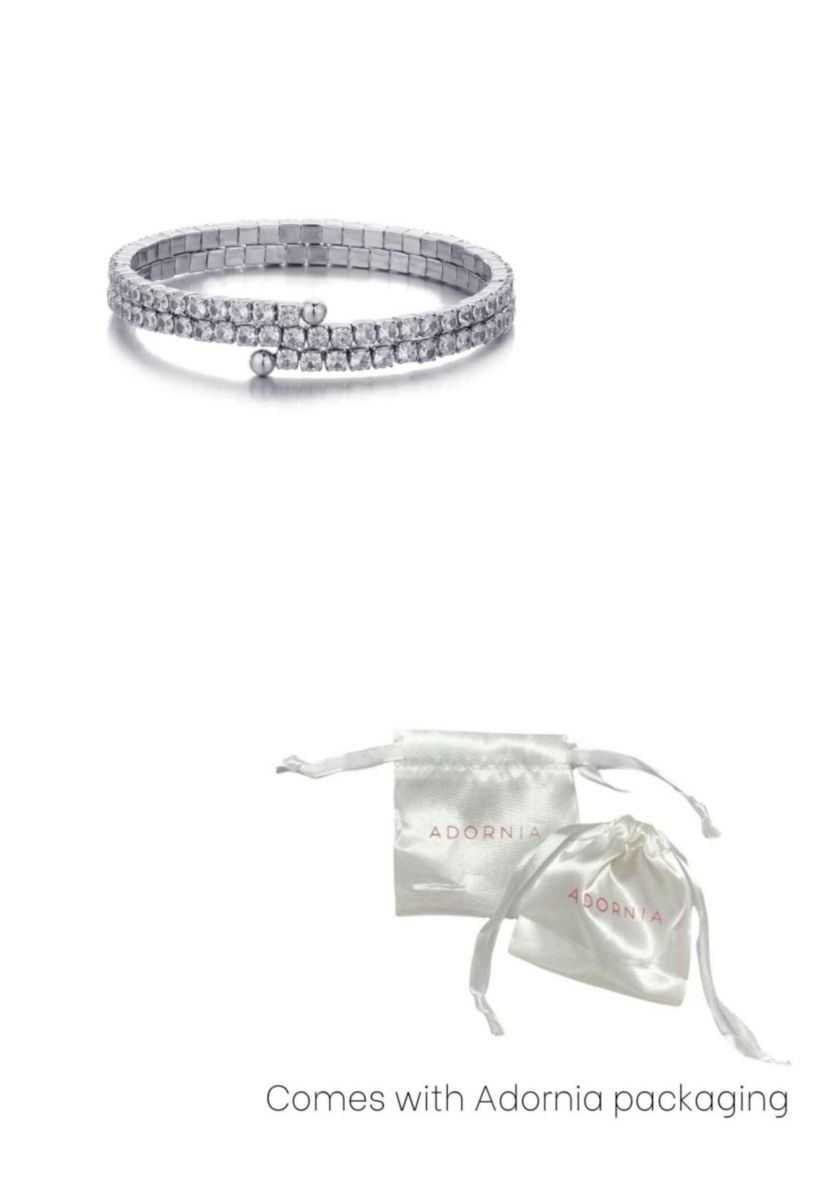 Silver Plated Coil Stretch Crystal Tennis Wrap Bracelet