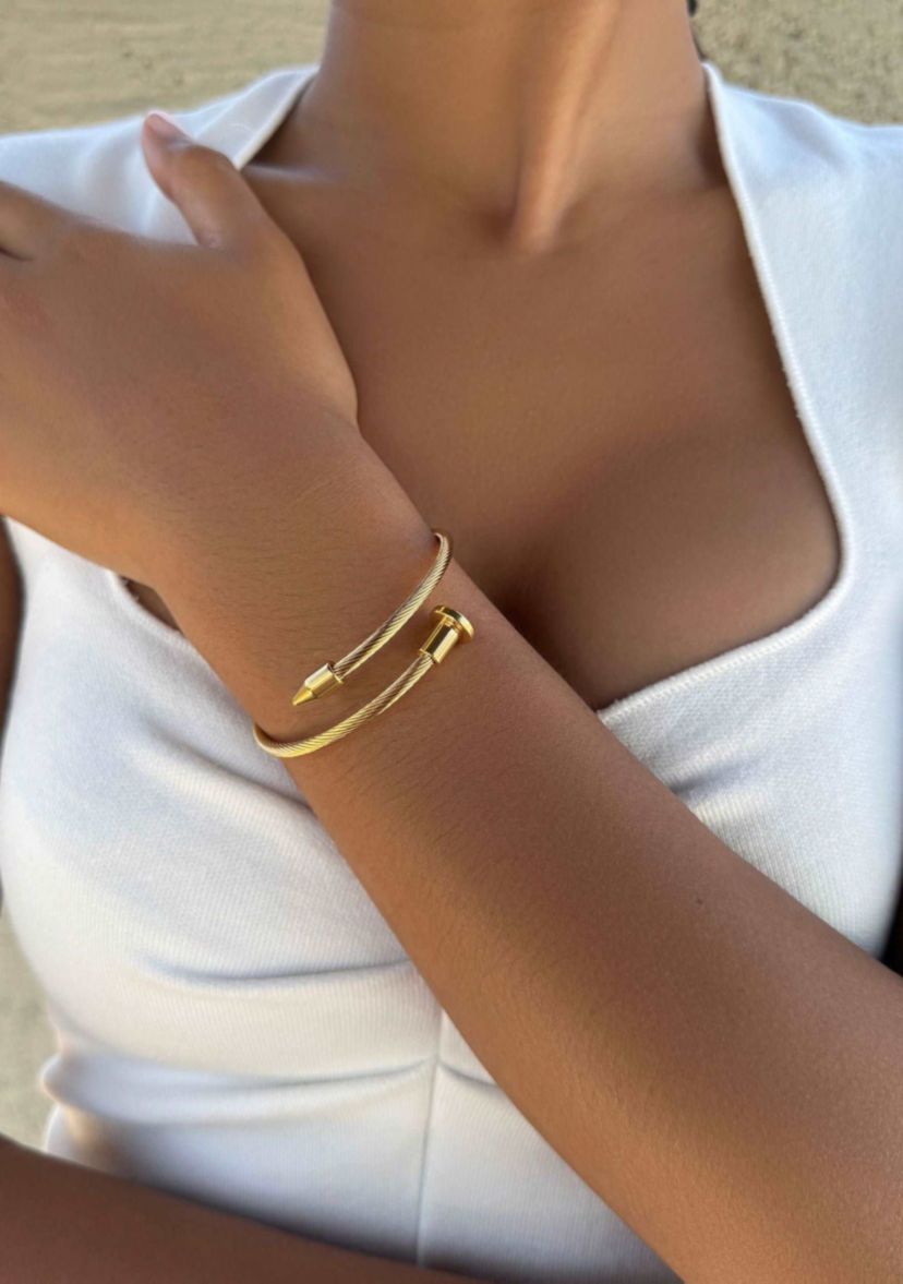 Tarnish Resistant 18k Gold Plated Nail Head Wrap Cuff