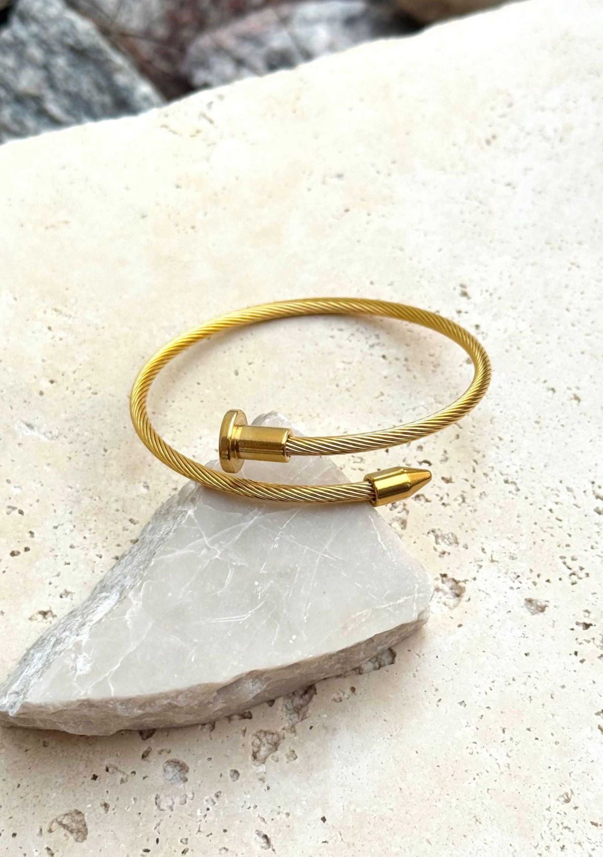 Tarnish Resistant 18k Gold Plated Nail Head Wrap Cuff