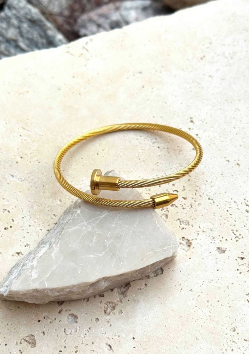 Tarnish Resistant 18k Gold Plated Nail Head Wrap Cuff