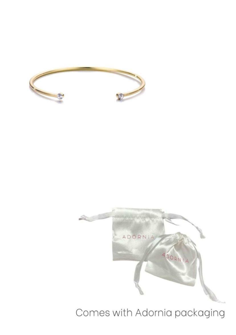14k Gold Plated Crystal Ends Open Cuff
