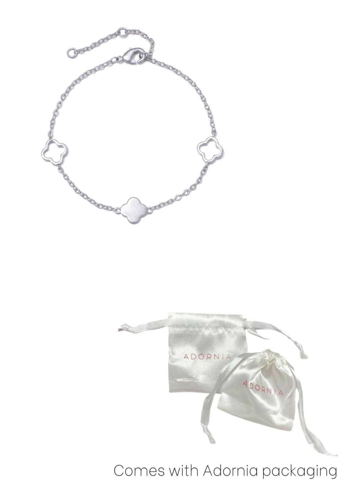 Silver Plated Clover Station Bracelet