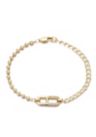 14k Gold Plated Mixed Chain CZ Sideways Pendant Bracelet