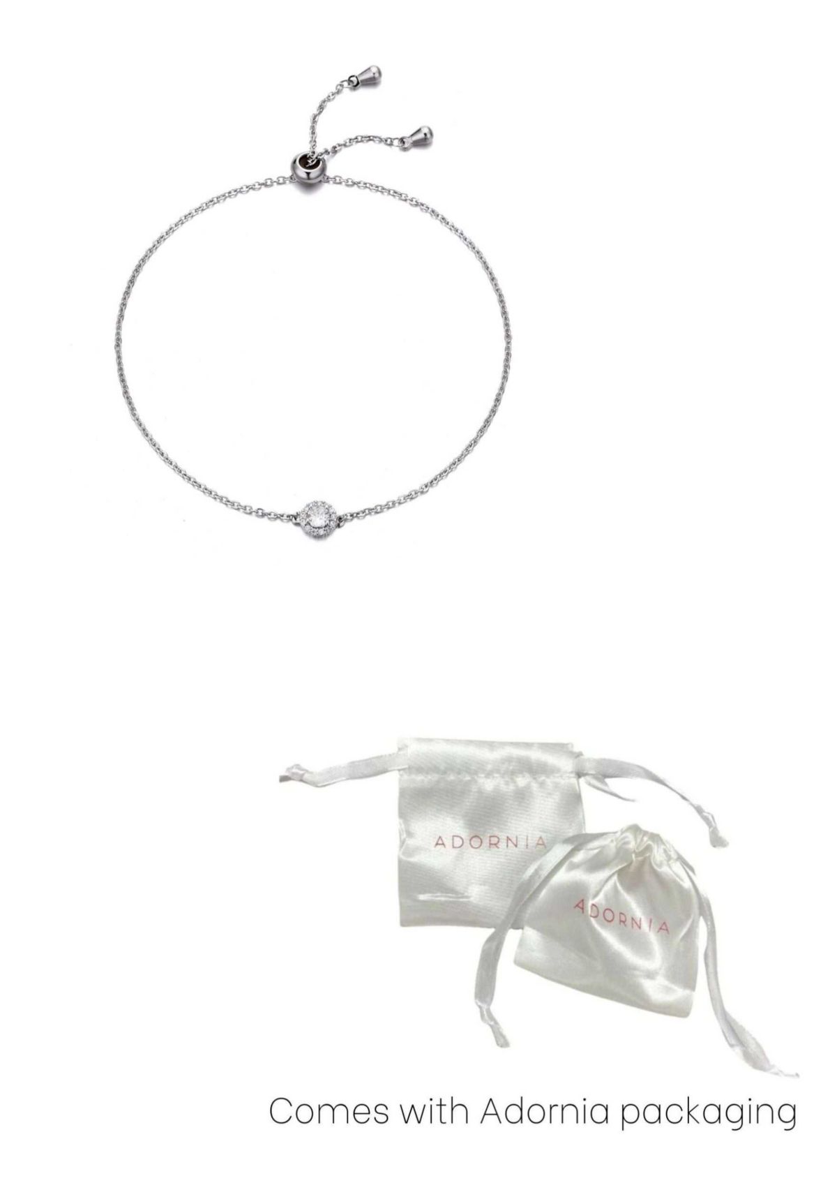 Silver Plated CZ Halo Bolo Bracelet