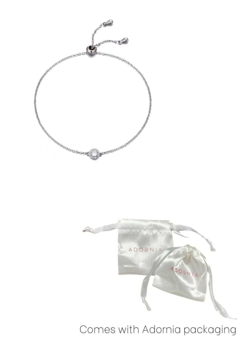Silver Plated CZ Halo Bolo Bracelet