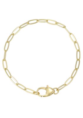 Adornia 14k Gold Plated Heart Lock Paperclip Chain Bracelet