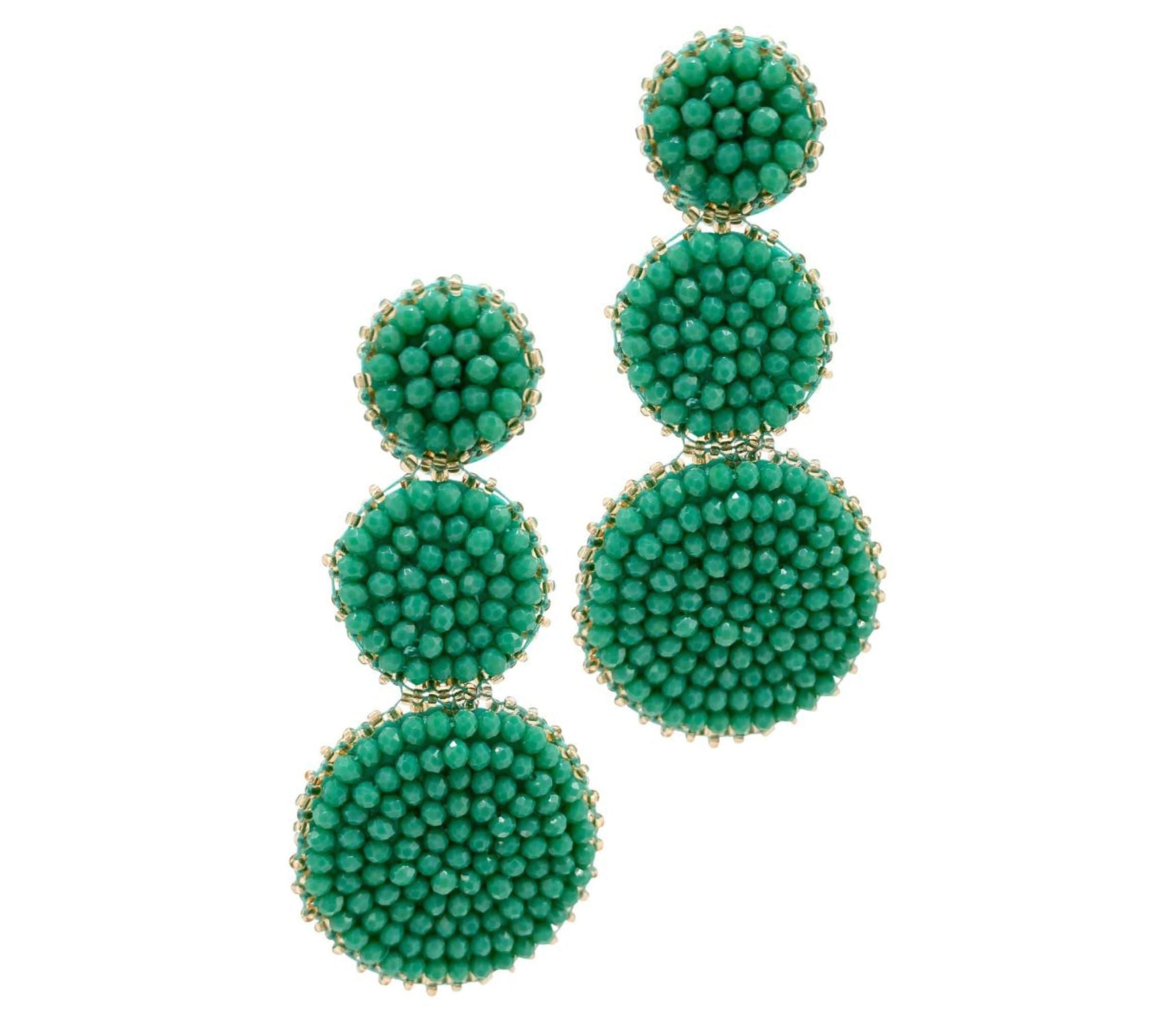 Green Beaded Drop Earring