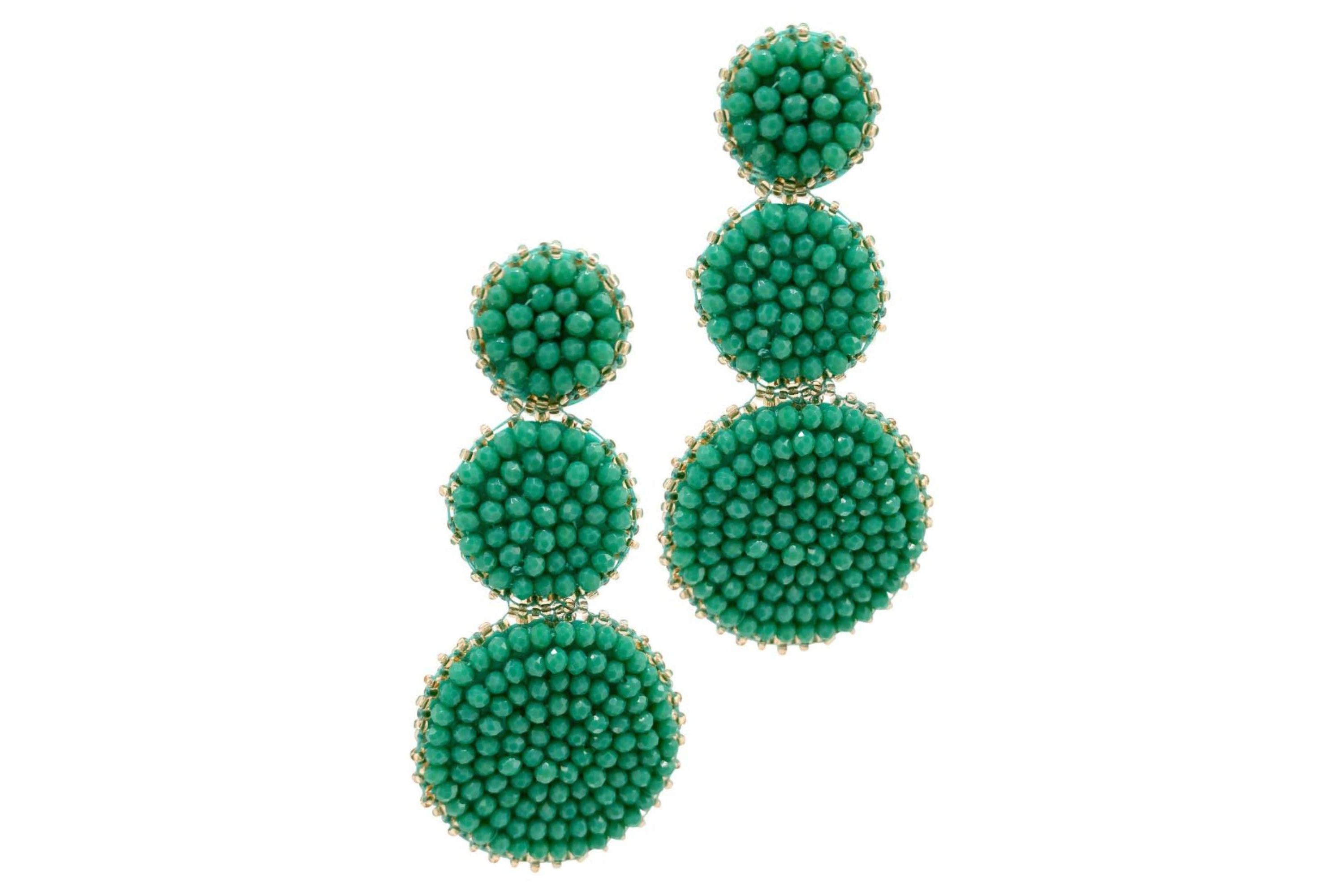 Green Beaded Drop Earring