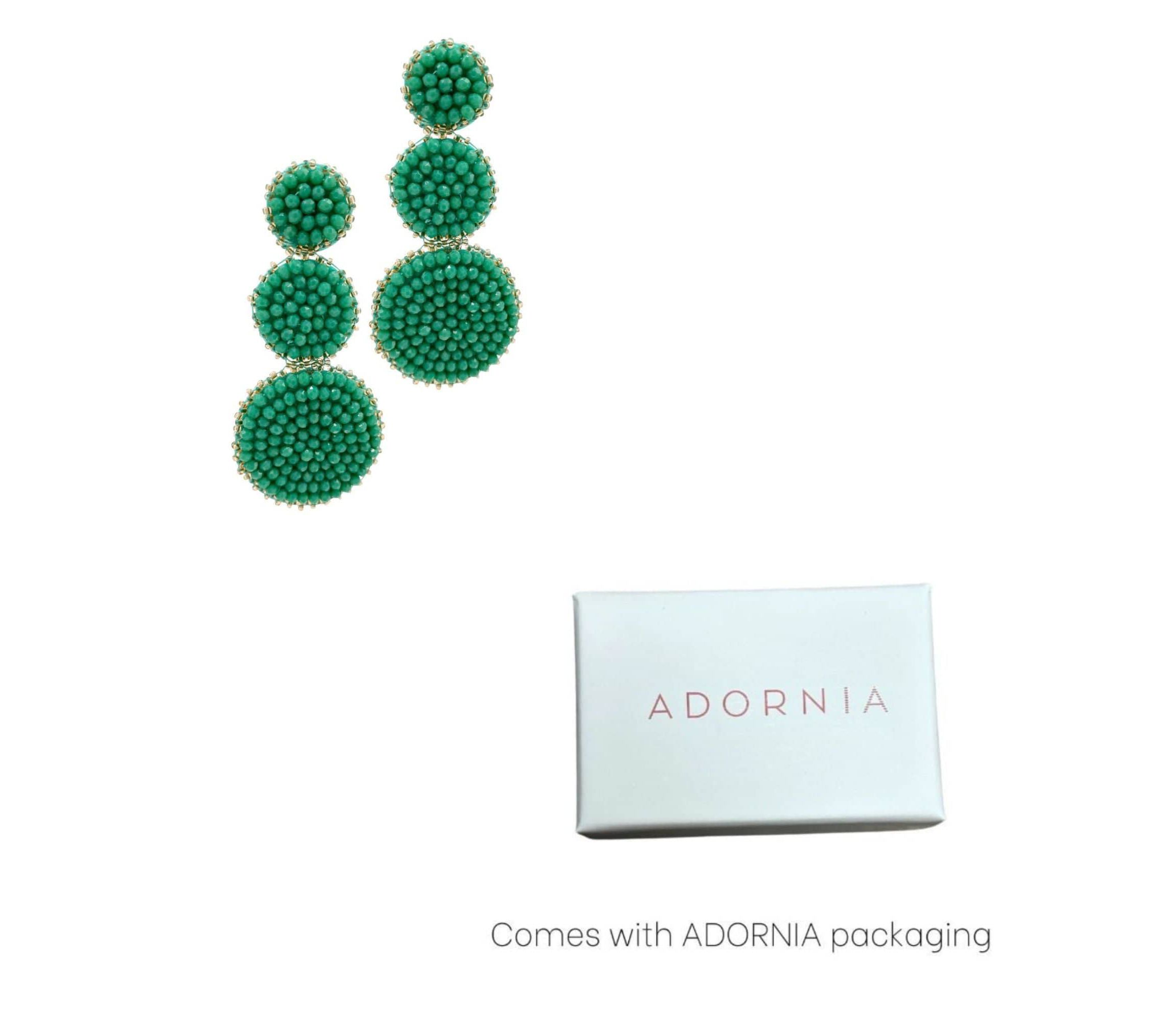 Green Beaded Drop Earring