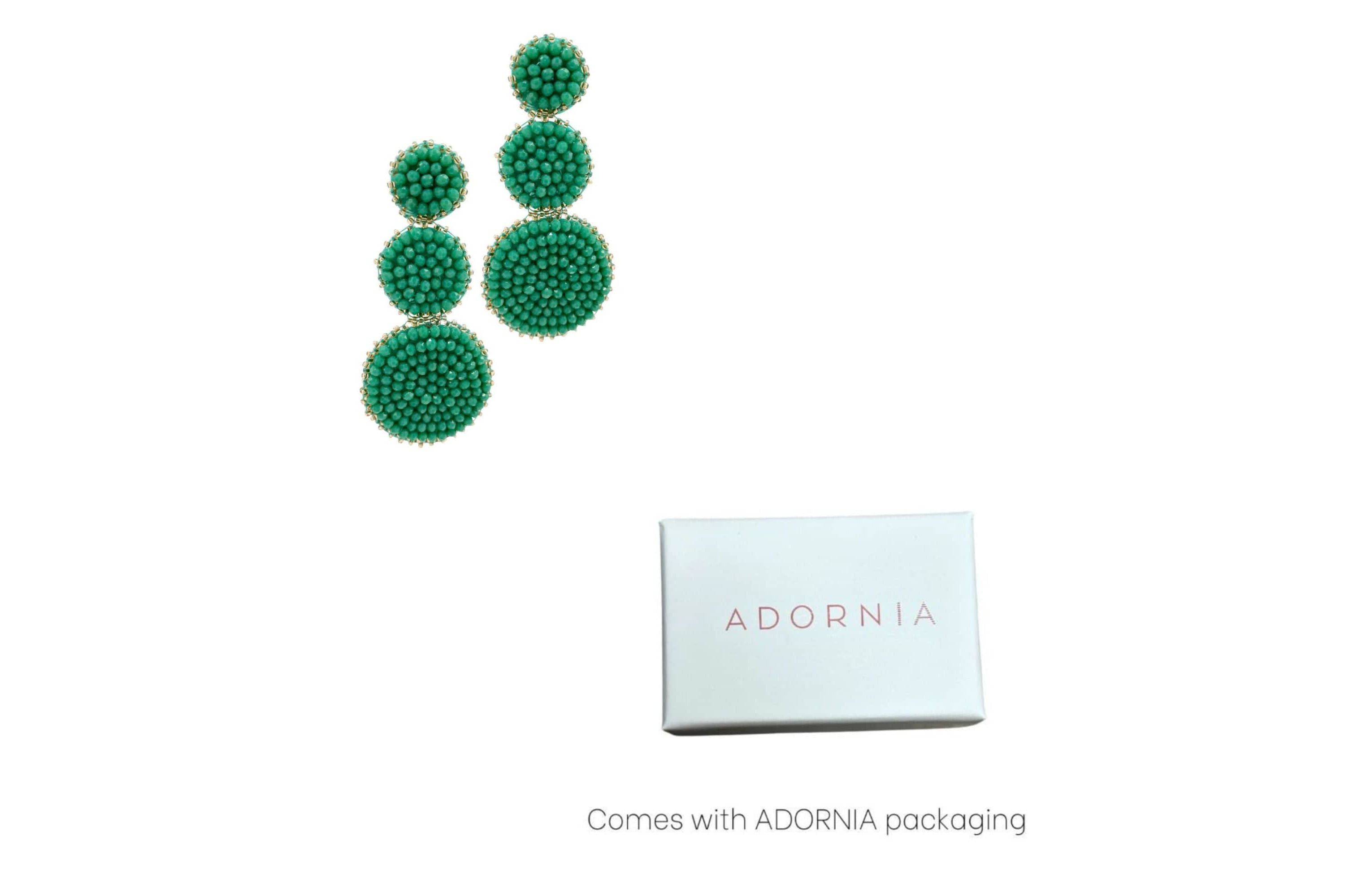 Green Beaded Drop Earring