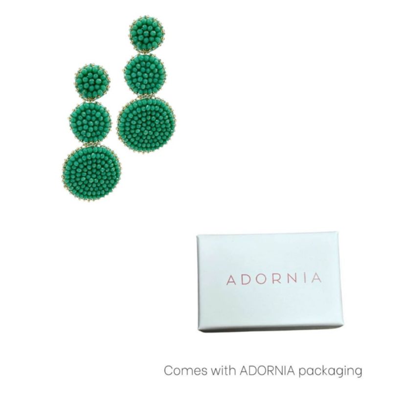 Green Beaded Drop Earring