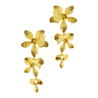 Adornia 14k Gold Plated 3-Petal Drop Earrings