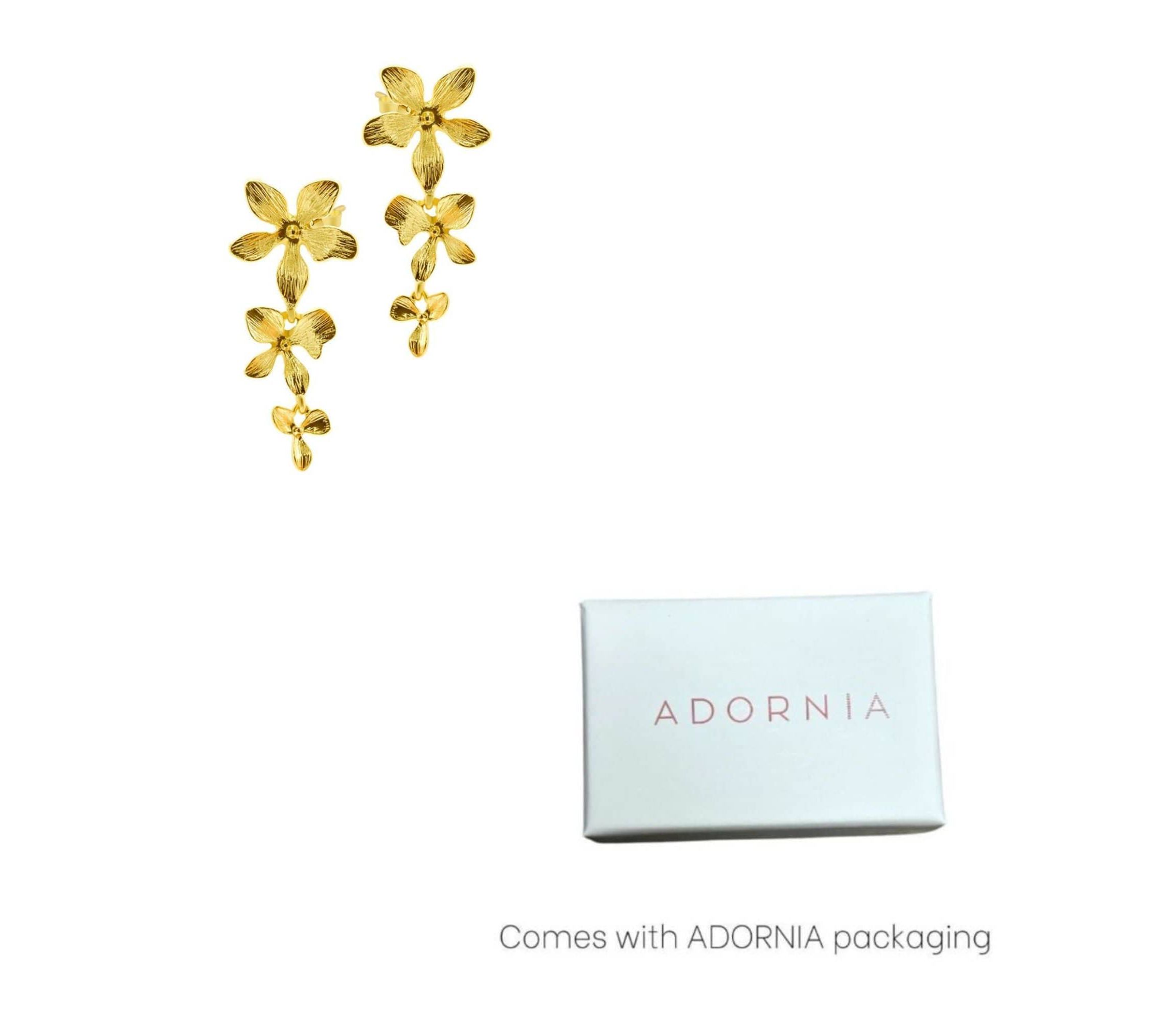 14k Gold Plated 3-Petal Drop Earrings