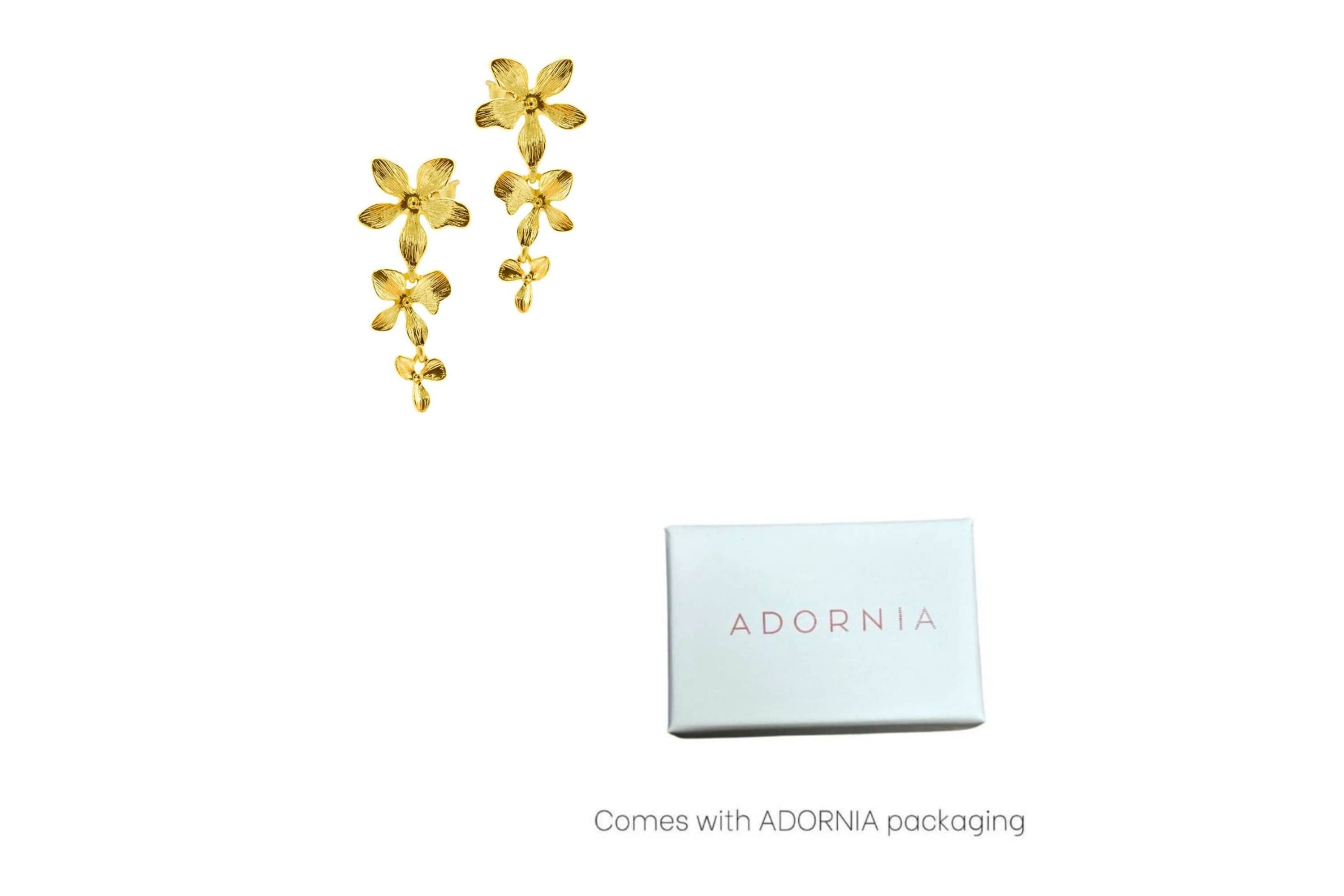 14k Gold Plated 3-Petal Drop Earrings
